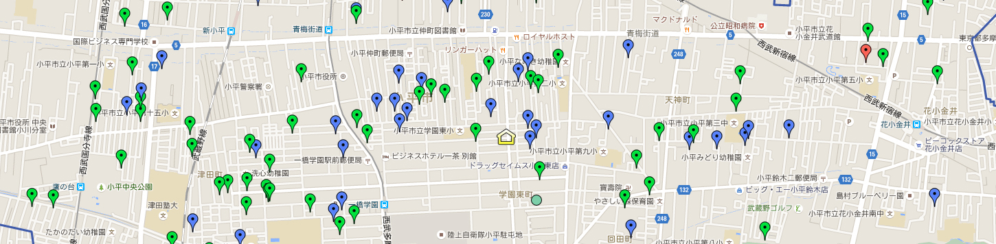 小平市の中古マンションMAP 小平市の中古マンションMAP